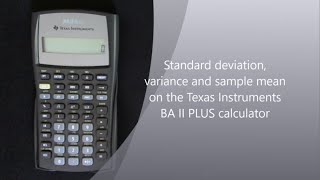 Standard deviation, variance and mean on the TI II Plus calculator