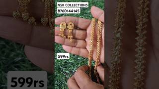 Real gold look chain and earrings collection #whatsapp number 8760144145