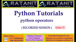 Python Tutorials||python operators||by Mr.RATAN|| Class-07