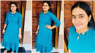 Ruffled Kurti/ Frilled Collar Kurti Cutting And Stitching Malayalam