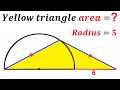 Can you find area of the Yellow shaded triangle? | (Semicircle) | #math #maths | #geometry