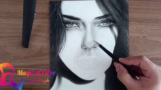 Drawing and Shading a Beautiful Girl Face with Graphite Pencils #Color #magic