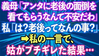 【スカッとする話】義母「アンタみたいな人に私の老後の面倒を看てもらうなんて不安だわ」私「は？老後ってなんの事ですか？」→私の一言で姑がブチギレた結果