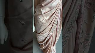 Make a lasting impression in this stunning pale peach Tussar Saree