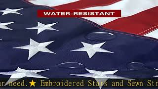 American Flag 4x6 FT Embroidered Stars, Sewn Stripes, Brass Grommets USA US Flag Polyester Durable