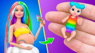 14 DIY Baby Doll Hacks and Crafts / Miniature Rainbow Baby, Cradle, Bottle and More!