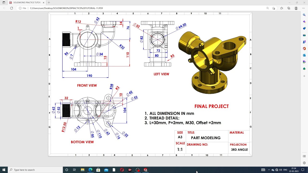 Solidworks Practice Full Lecture 06 Youtube