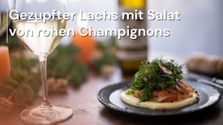 Gezupfter Lachs mit Salat von rohen Champignons