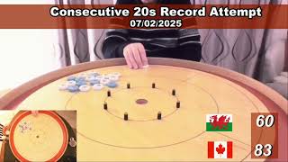 Crokinole open 20s record 7th February 2025