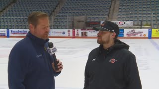 Komets coach Jessie Kallechy goes 1-on-1 with WANE's Glenn Marini at practice on 1/15/25