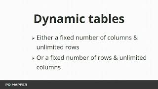 Poimapper tables tutorial part 1: Static, dynamic and layout tables