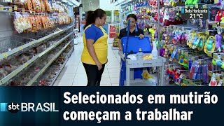 Primeiros selecionados em mutirão do emprego começam a trabalhar | SBT Brasil (15/04/19)