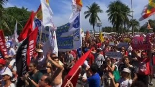 Raw: Hundreds in Brazil Protest New President