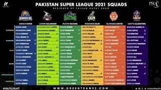 PSL 2021 All Teams Squad | Pakistan Super League 2021 Full Squads | PSL 6 all team player list