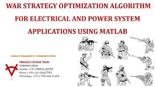 WAR STRATEGY OPTIMIZATION ALGORITHM FOR ELECTRICAL AND POWER SYSTEM APPLICATIONS USING MATLAB