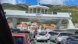 Taking the Lepetane-Kamenari Car Ferry in Kotor bay Montenegro