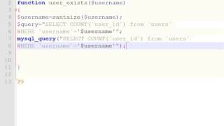user exists function