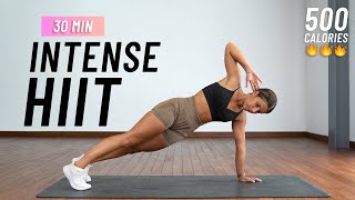 30 Min Intense HIIT Workout For Fat Burn & Cardio - Burn 500 Calories (At Home, No Equipment)