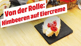 Fluffig \u0026 lecker: Baiser Rolle mit Eiercreme und Himbeeren • Koch-Mit