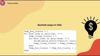 Nested Loops with VBA Code #techystack #vba #excel