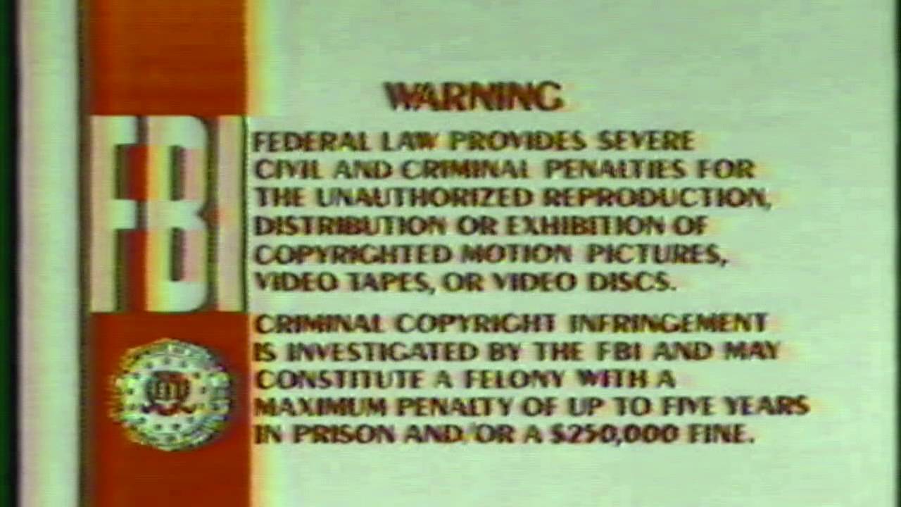 FBI Warning Intro (1991) - YouTube