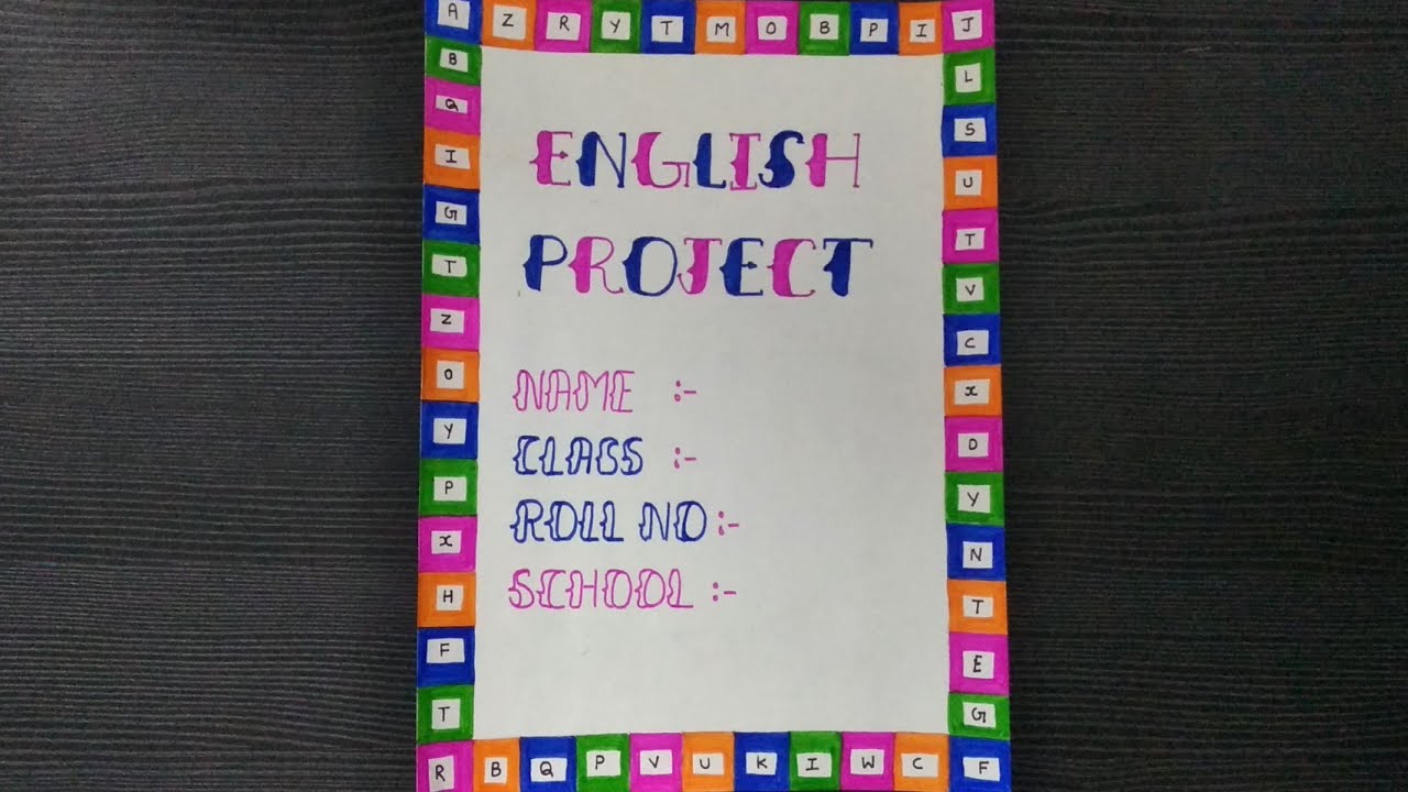 English Project Cover Page Ideas || Creative Front Page Design For ...