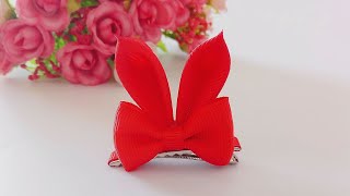 兔子发卡手工制作 DIY发饰 兔子耳朵（part 1）How to make Double layered Bunny Ear Bows/ DIY super easy Bunny Ear Bows