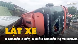 Lật xe khách 4 người chết, nhiều người bị thương ở Đắk Lắk