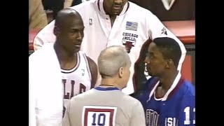 Ref Pulls MJ & Isiah Off the Bench for Mid-Game Meeting (1991)
