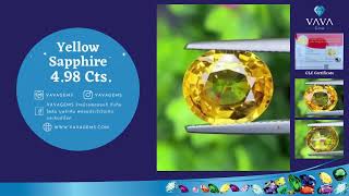 พลอย บุษราคัม yellow sapphire 4.98 กะรัต พร้อมใบเซอร์ พลอยแท้ อัญมณีมงคลประจําวันเกิด