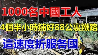 1000名中国工人，4个半小时铺好88公里铁路，让人目瞪口呆，这速度折服各国