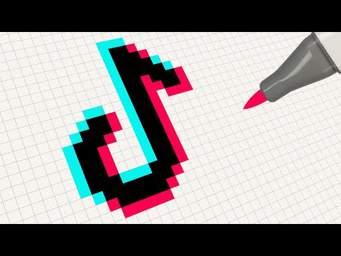 How To Draw Tik Tok Logo Pixel Art | Drawing TikTok Step By Step ...