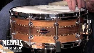 Craviotto 14 x 5.5 Custom Shop Stacked Solid Mahogany/Walnut/Mahogany Snare Drum w/ Walnut Inlay