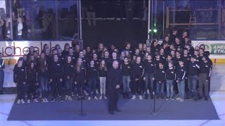 Kinard Middle School Mustang Chorale sings the National Anthem