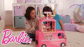 Hit the Road and Camp in Style with the Barbie Pop-Up Camper! | @Barbie