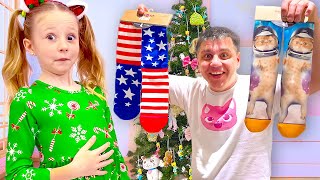 Nastya dan ayah berpartisipasi dalam kompetisi untuk pohon Natal terbaik
