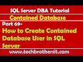 SQL Server DBA Tutorial 69-How to Create Contained Database User in SQL Server