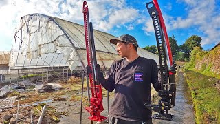 ハイリフトジャッキ２つを駆使して朽ちたビニールハウスを解体する