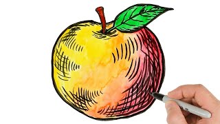 How to Draw an Apple | Ink Drawing and Painting Tutorial