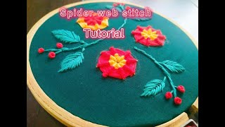 Spider Web stitch Tutorial  | Hand embroidery Spiderweb stitch