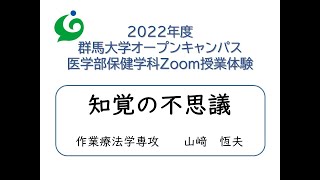 Zoom体験授業　医学部保健学科　作業療法学専攻　教授　山﨑　恆夫「知覚の不思議」2022.7.21実施分