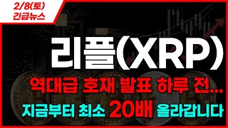 [리플(엑스알피)] 2/8(토) 긴급뉴스!! 역대급 호재 발표 하루 전.. 지금부터 최소 20배 올라갑니다 #리플 #엑스알피 #엑스알피코인