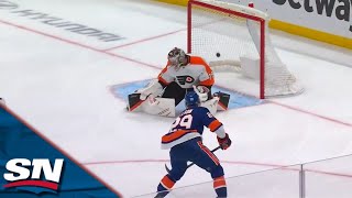 Islanders' Dobson Snipes A Cross-Ice Outlet Pass To Set Up Brock Nelson On The Rush