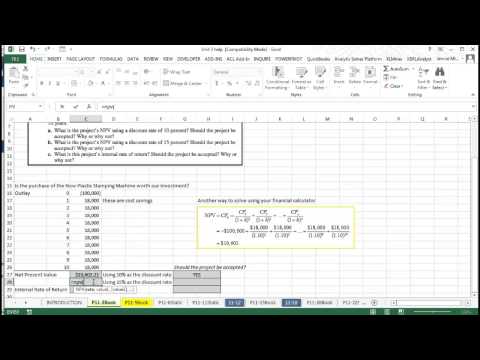P11-3: Net Present Value, IRR Using Excel P11-3: Net Present Value, IRR Using Excel