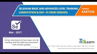 Selenium Basic & Advanced Level Training Orientation Session