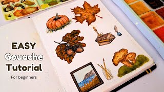 EASY Cute Mini Fall Doodles : Cozy Gouache Painting Tutorial for beginners using himi jelly gouache