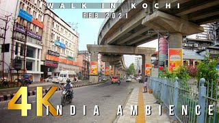 4K Walking tour from Ernakulam south Metro station to Subhash park | ASMR City sounds | Kochi 2021