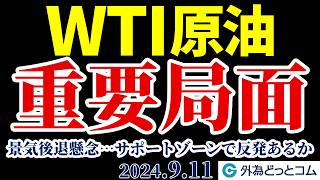 WTI原油 予想：この下落は世界景気悪化のシグナル？今まさに重要局面…サポートゾーンで反発あるか（市況と分析）2024/9/11