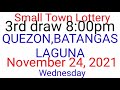 STL - QUEZON,BATANGAS,LAGUNA November 24, 2021 3RD DRAW RESULT