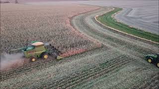 JORDAN FARMS SHELLING CORN OCT 30TH, 2024 ABINGTON, INDIANA JOHN DEERE S780 AND 612C CORN HEAD